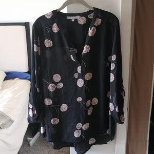 Black sheer patterned blouse